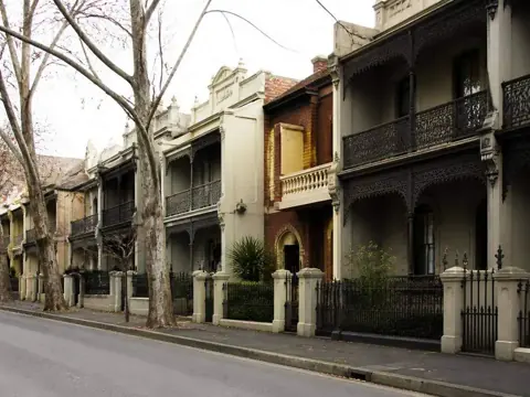 Victorian terrace houses with cast-iron verandahs in Melbourne